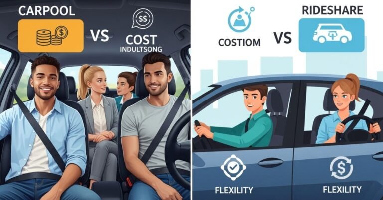 Cost and flexibility comparison between carpooling and rideshare apps