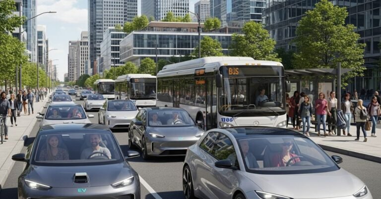 Carpooling and taking public transportation are ways people can commute sustainably