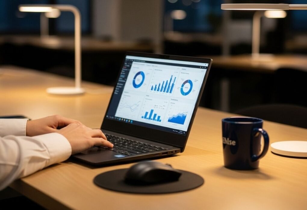 Business analyst working on data reports