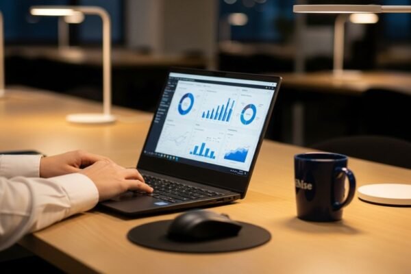 Business analyst working on data reports
