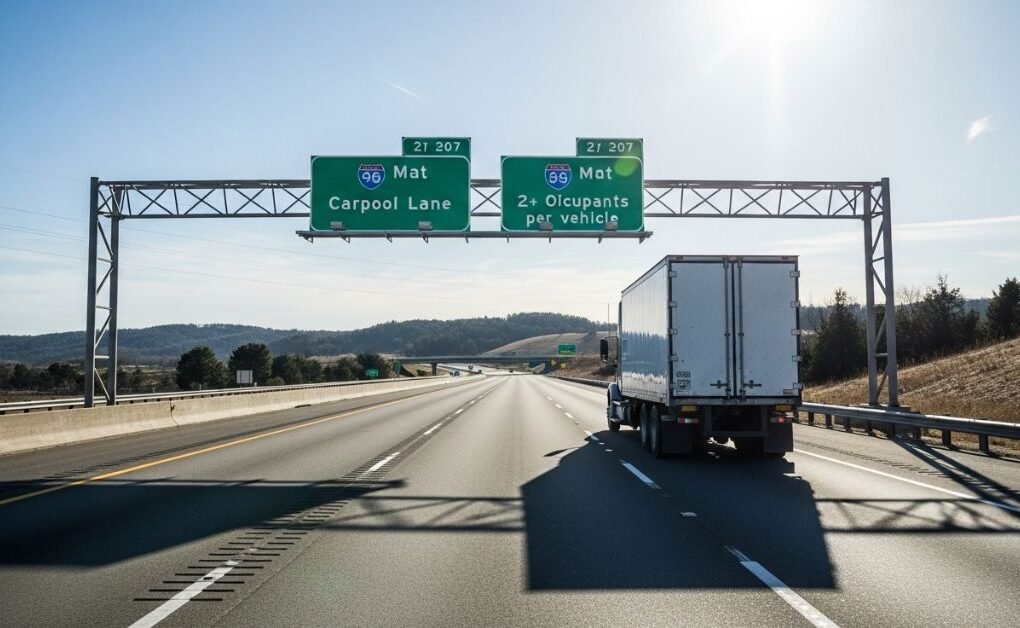 Can eighteen wheeler drive in carpool lane