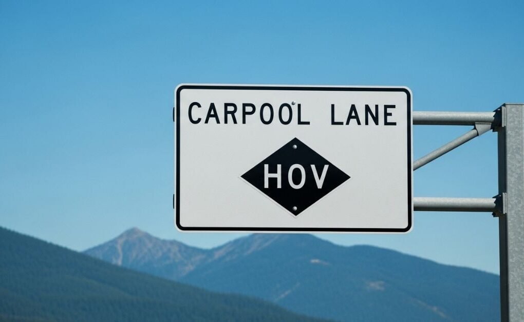Washington State highway carpool lane sign