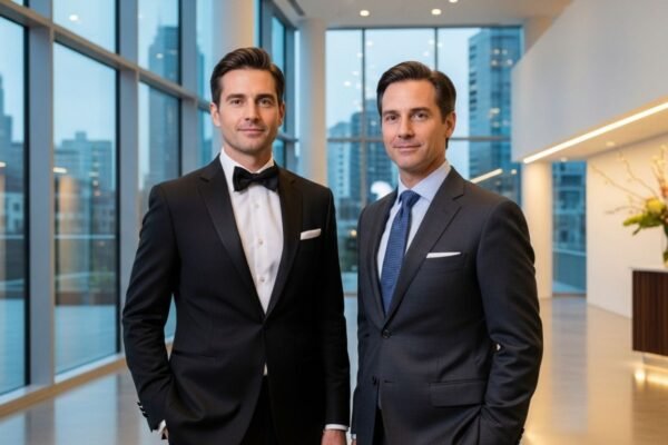 Dinner suit vs business suit side-by-side comparison
