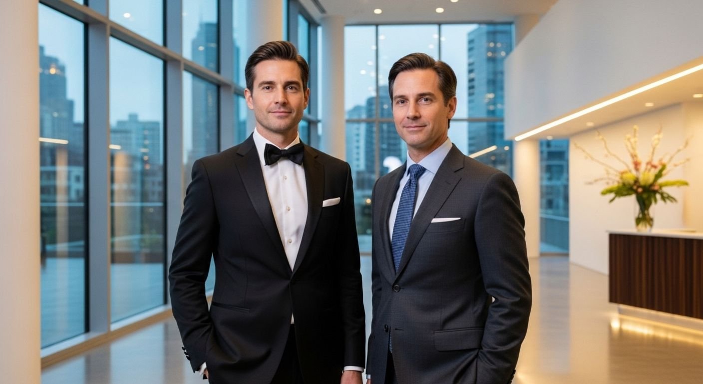 Dinner suit vs business suit side-by-side comparison