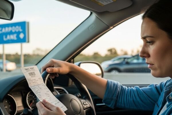 Driver with a carpool lane ticket