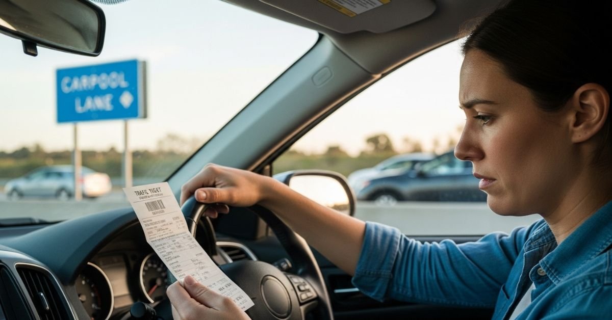 Driver with a carpool lane ticket
