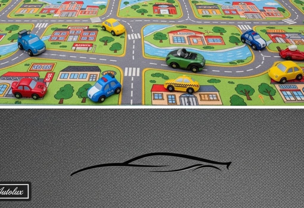 Mat with cars for kids and vehicles