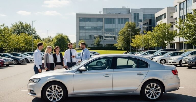 Company pool car parked at office
