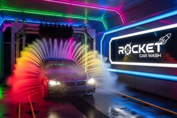 Rocket Car Wash tunnel with car cleaning service