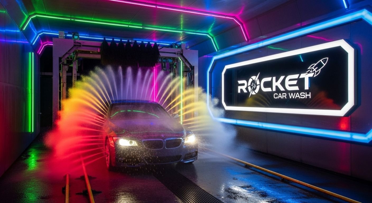 Rocket Car Wash tunnel with car cleaning service